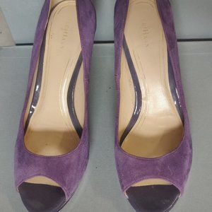 Purple suede toe pumps